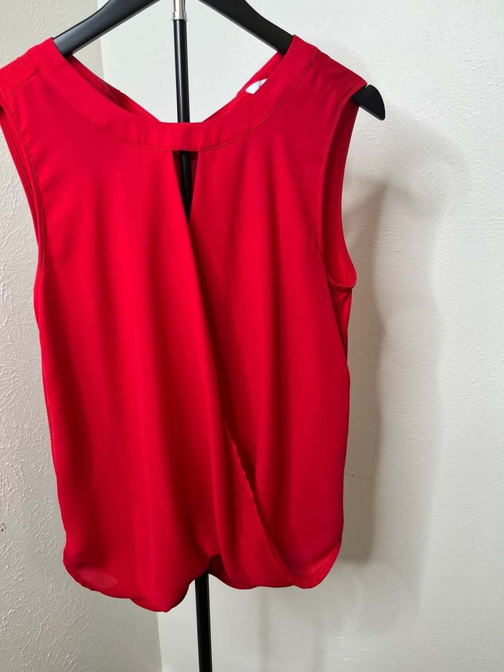 Red Sleeveless Blouse Tank Top Career Workwear Layering Top